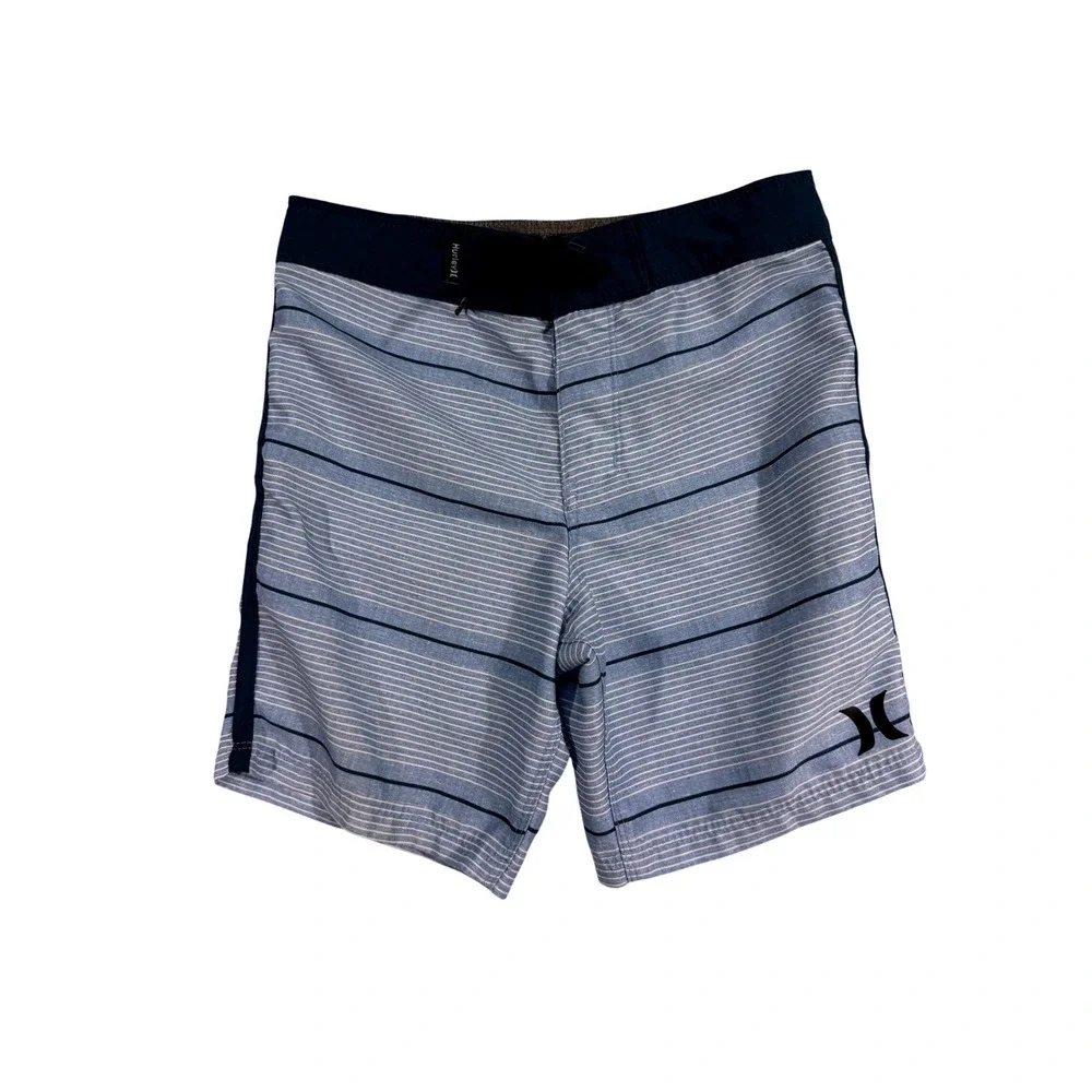 Hurley Boys Board Shorts Size 5 Blue Striped Swim‎ Trunks Pull On